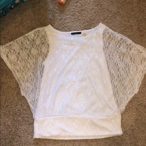 New Directions white lace blouse, size small